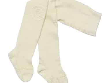 Strømpebukse med antiskli i merinoull, naturhvit | GoBabyGo