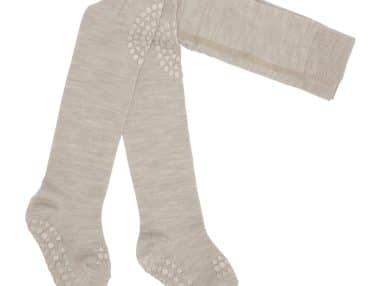 Strømpebukse med antiskli i merinoull, sand | GoBabyGo