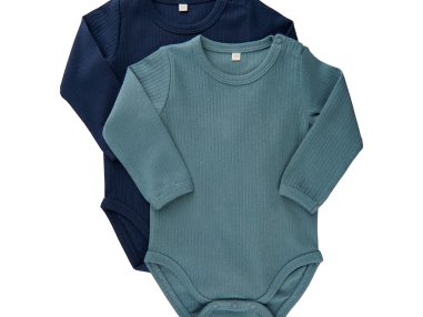 Body med navn/tekst, organisk bomull blå | Minymo