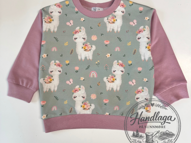 Genser, lama med blomster | Lille Apekatt